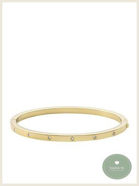 Gold Tone Stainless Steel Cuff Bracelet Push Button Clasp Polished